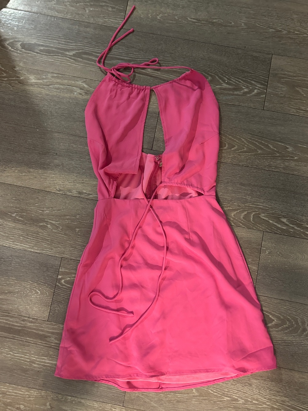 Women’s Pink Halter Cutout Mini Dress
